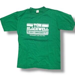 VTG 80s Sportswear Tom Blackwell County Commissioner Campaign T-Shirt Green‎ M